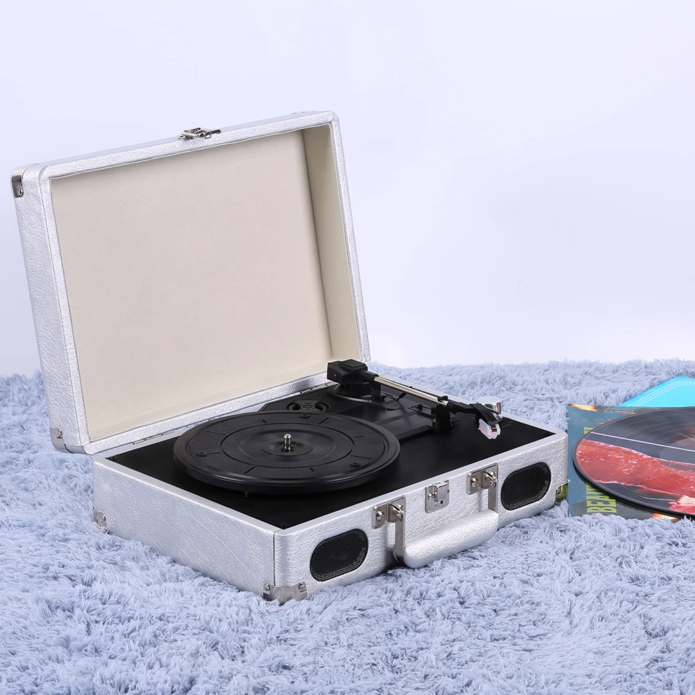 
Record Player Turntable, 3 Speed Record Player Suitcase with Built in Speakers/ Aux Input/ RCA Line Out 