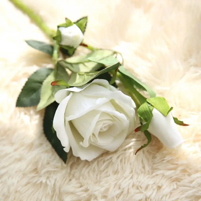 Competitive price natural fake artificial velvet roses flowers for wedding