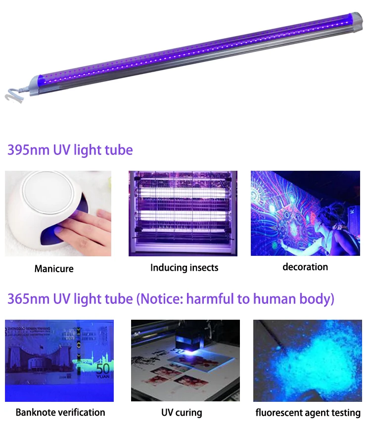 Chinese supplier integrated T8 UV led tube 3ft 4ft purple led tube UVA UVC