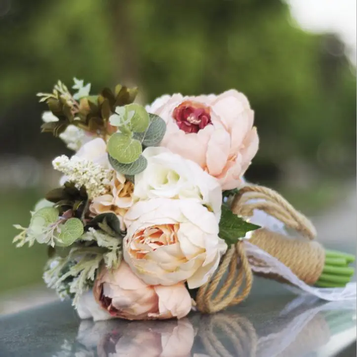 Bride Bouquet Beautiful Giant  Roses Artificial Flowers Crystal Flower bouquet for Wedding decoration