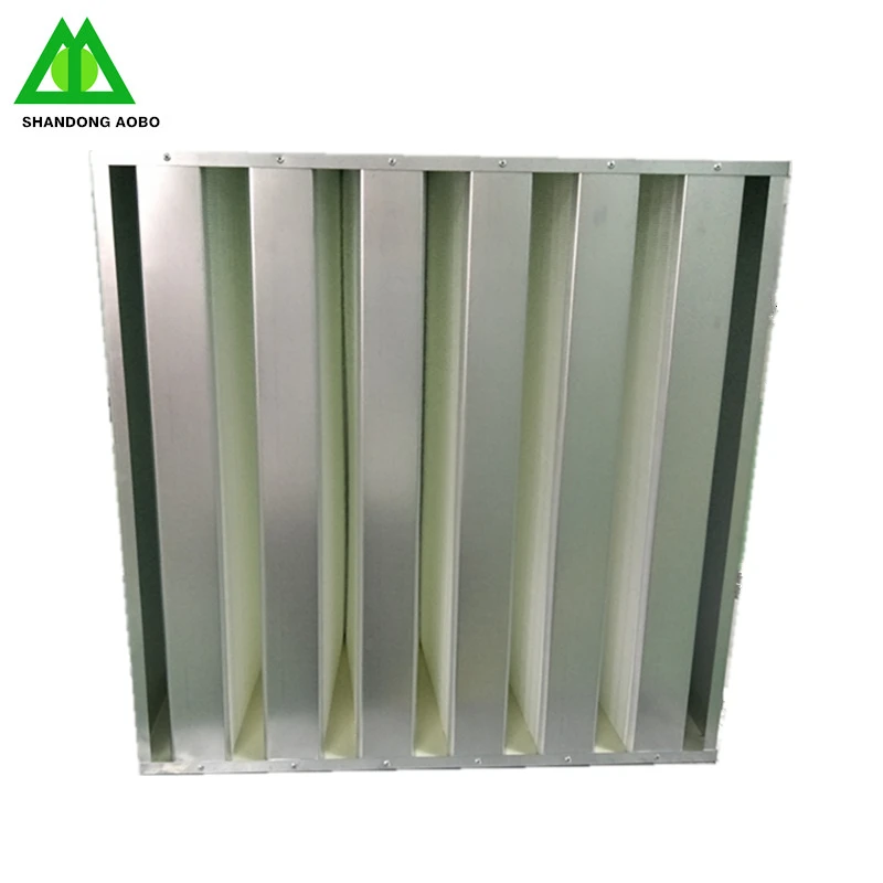 Metal  frame v bank hepa  filter compact air filter for gas turbine