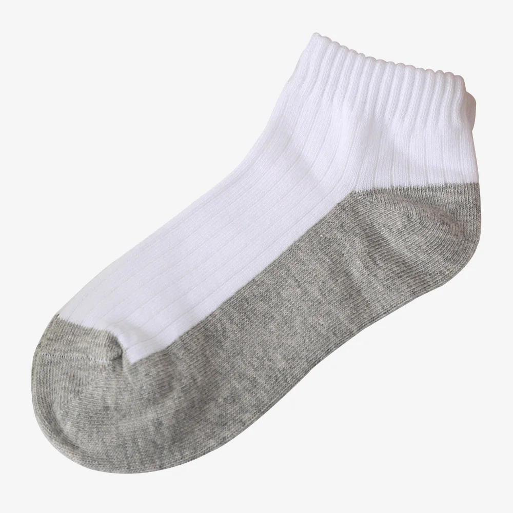 Custom Black Sole White Short Sport Socks for School Children