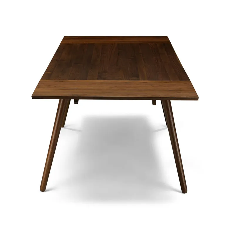Mid century modern solid wood extendable dining table