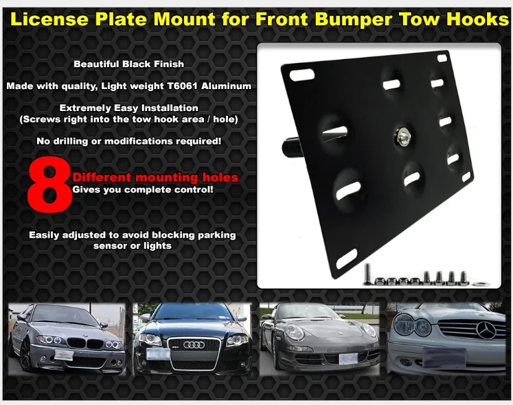 Wholesale Front Bumper Tow Hook License Plate Mounting Bracket Holder
