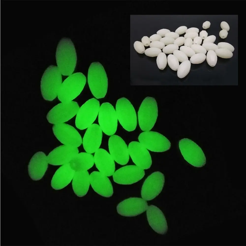 Wholesale Luminous Glow Fishing Beads Plastic Oval Egg Beads Fishing Tackle For Rig 100pcs/bag