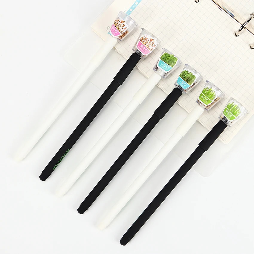 Kawaii Korean 0.5mm Cute Garden Grow Grass Plant Gel Pen for Stationery Creative Gift School Supplies