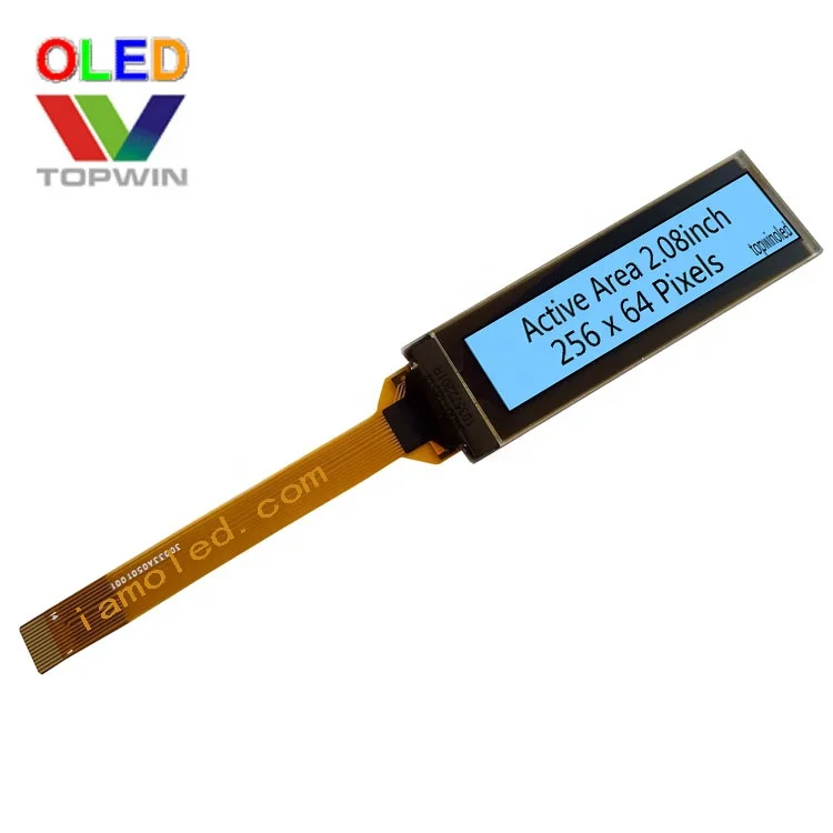 2.08' 2.08inch 2.08 inch 256x64 resolution white colour oled display panel 16 gray QG-5664GSWHG14 4-SPI 4 wire SPI Interface