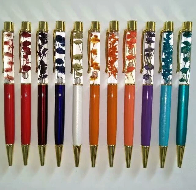 Металлическая шариковая ручка с кристаллами и жидкими блестками в подарок, 2018