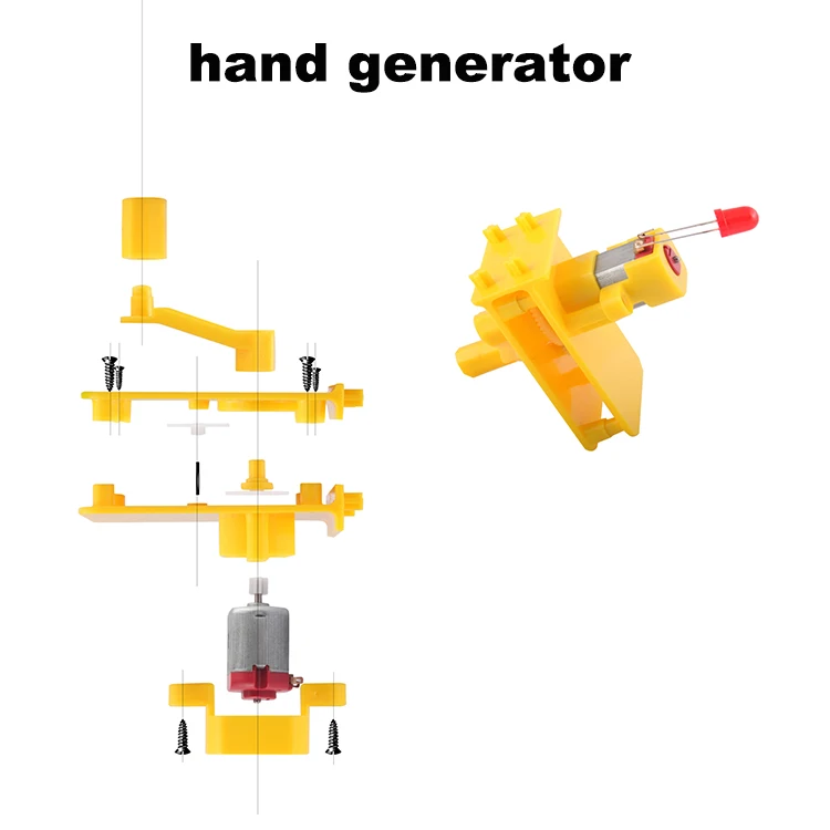 Hot Selling Funny DIY Motor Hand generator Educational Toy Children Electronic Kit for kids
