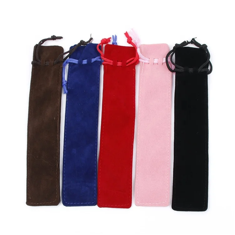 Wholesale Velvet Pen Pouch Holder Single Pencil Bag Pen Case Drawstring Bag