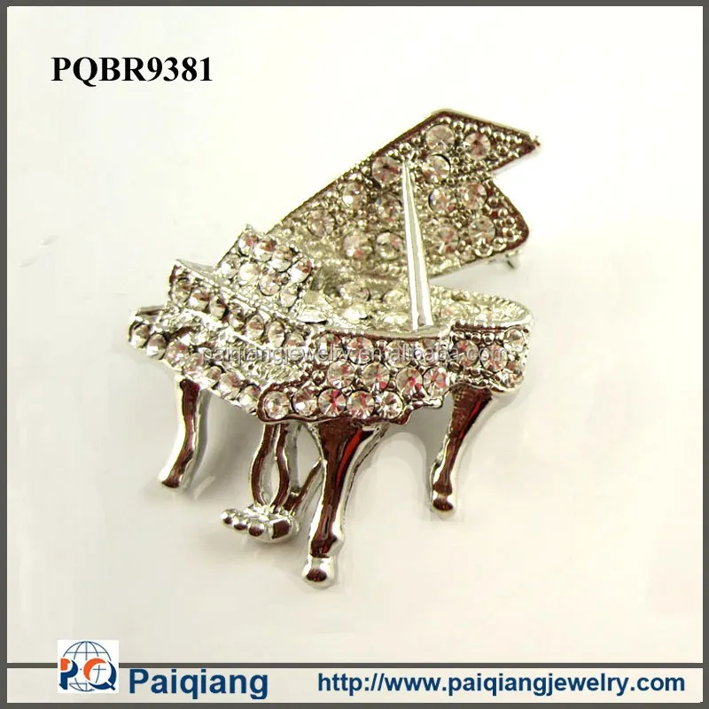 
 Новейший дизайн, изящная женская серебряная брошь с кристаллами для пианино  