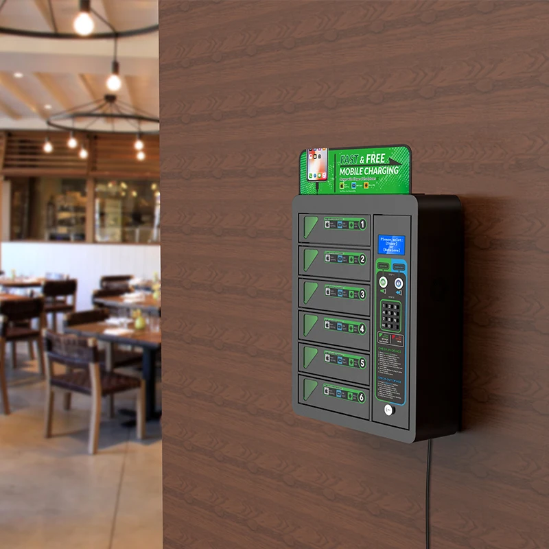 Hot sale 6 bays Hotel GYM Club Secure Mobile Phone Charging Locker for sale
