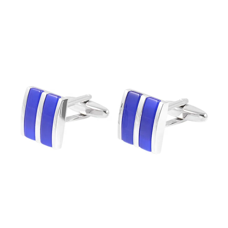 SAVOYSHI Blue Cat eye stones Cufflinks Square Opal Cuff links Wedding Gift Accessories