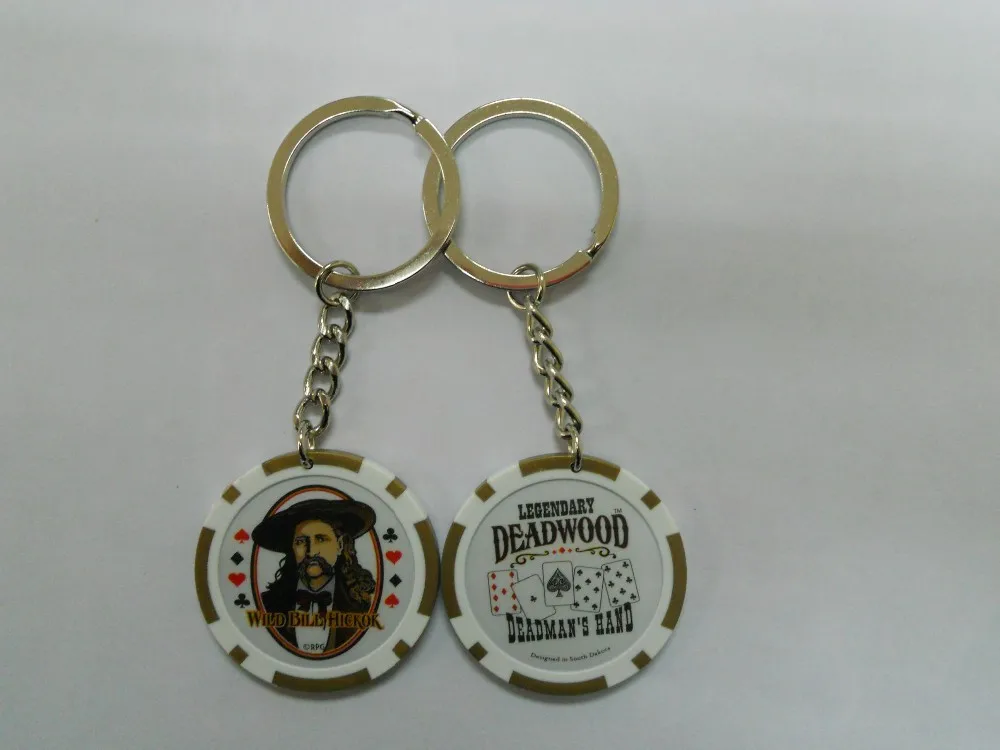 Custom made poker chip keychain keyring