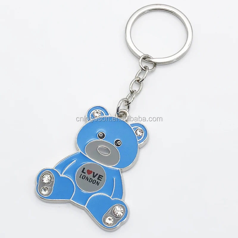 High quality promotional gifts mini 3D metal key chain with custom logo jointed teddy bear keychains