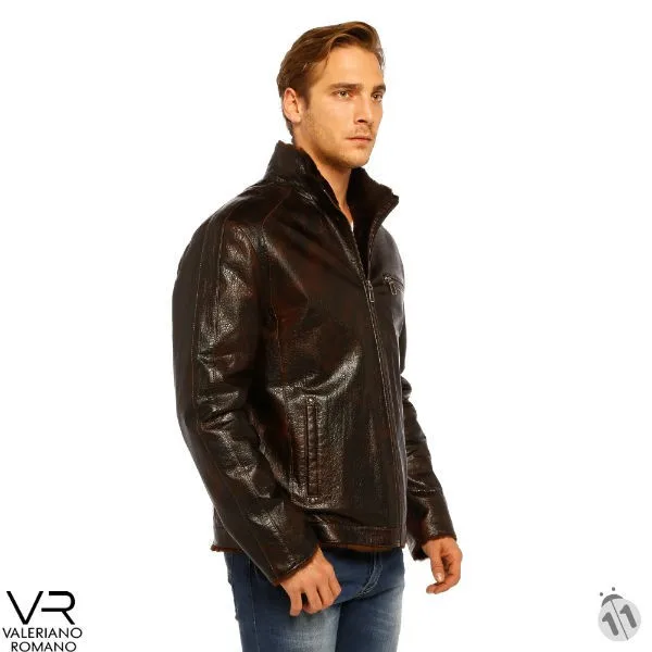 Leather Jacket With Fur Brand Valeriano Romano