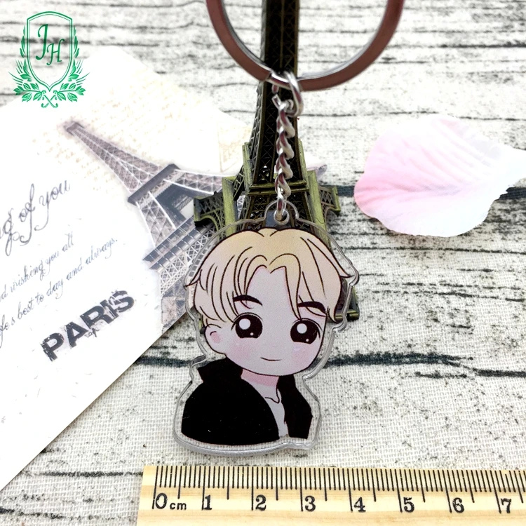 NO MOQ Glitter epoxy hologram custom printed anime keychain laser cut acrylic charms