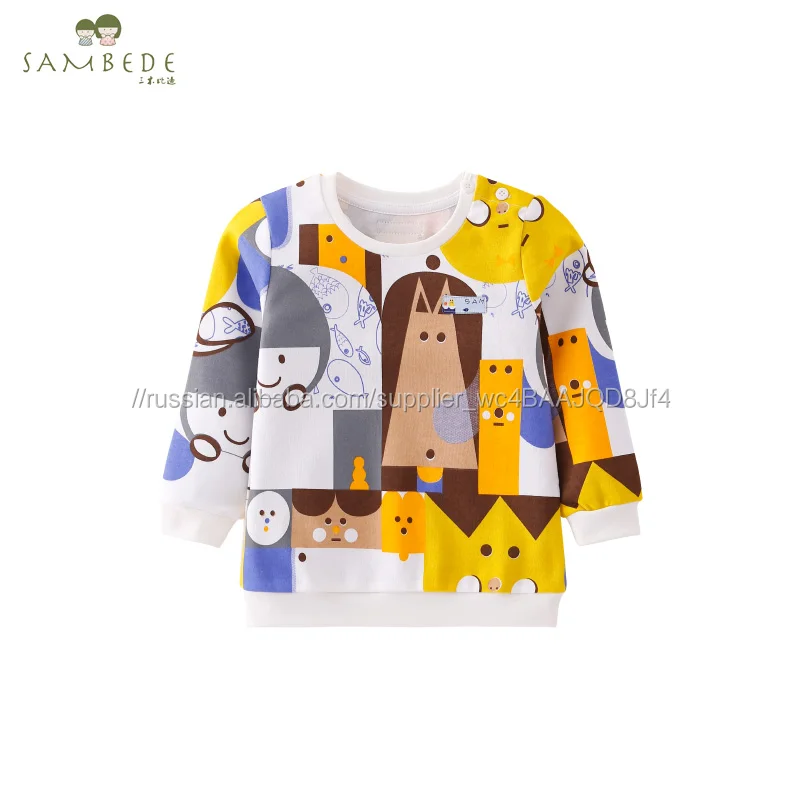 Sambede Красочные Детские Верхняя одежда с длинными рукавами и круглым вырезом из хлопка для маленьких мальчиков футбо SM7Q30522