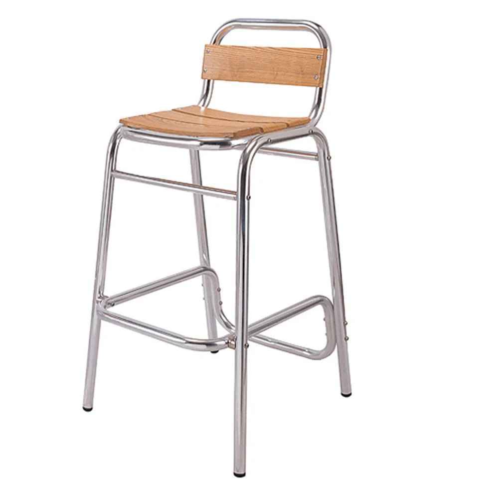 Барный стул из алюминия и дерева