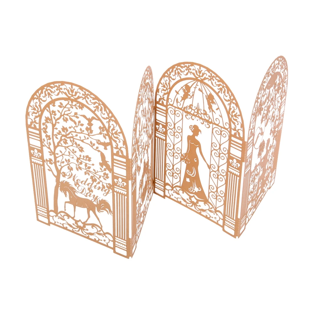 Unique Design Laser Cut Pure golden Wedding Invitation Cards