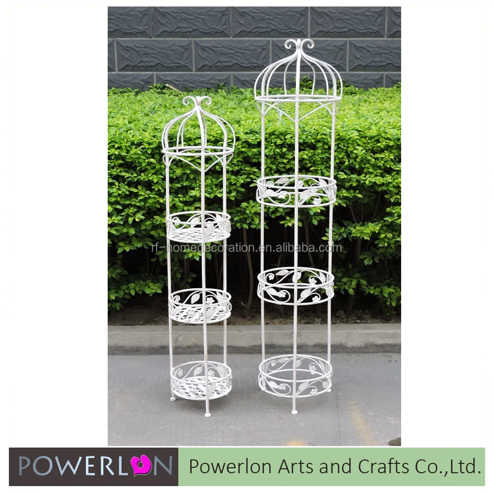 
MALAYAS 3 Tire Pots Round Black Metal Plant Stand Indoor Foldable Outdoor Garden Flower Pot Herb Display Shelf Vintage Style 
