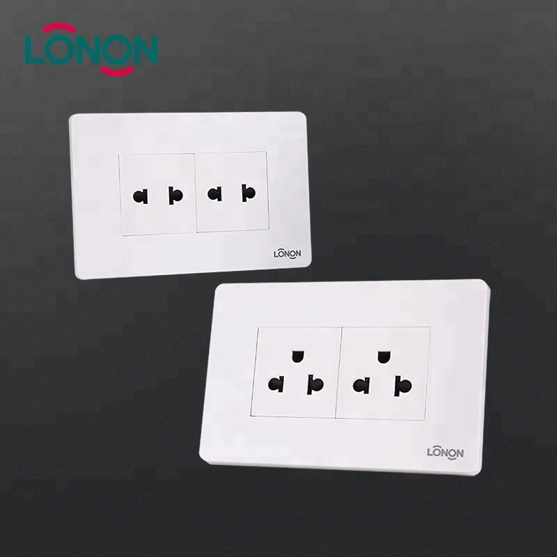 High quality PC Metal 16A multi plug electric 2 pin and 3 pin socket with  wall socket