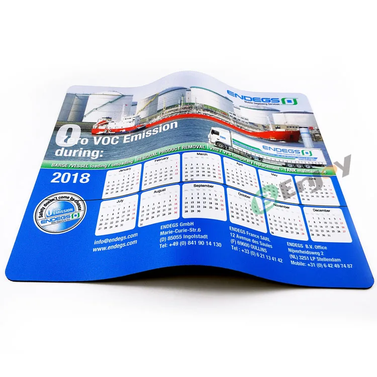 2018 High Quality Custom Calendar Rubber Promotional Mouse Pad