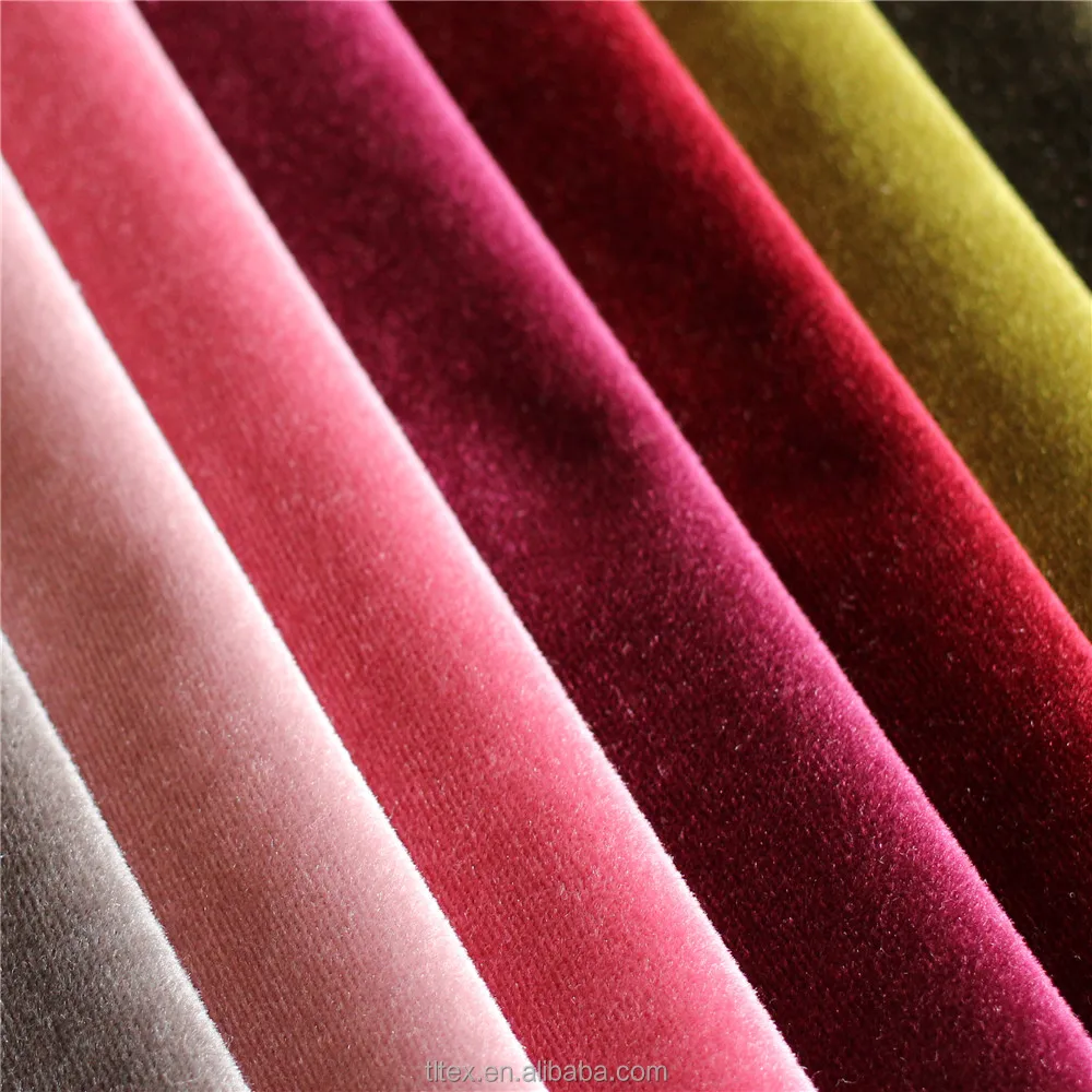 Chinese Korea mode shinny velvet fabric warp knitted by high speed Karl Mayer machine polyester velvet