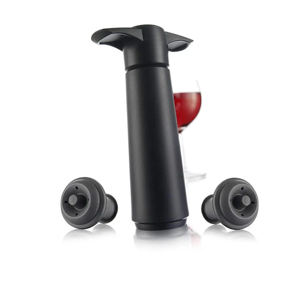 
Hot sale Wine bottle Saver Preserver Pump with 2 Vacuum Stoppers black 