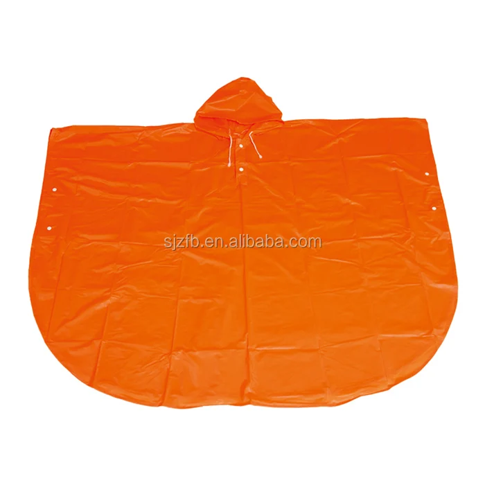 Waterproof Orange PVC poncho rain coat poncho for adult