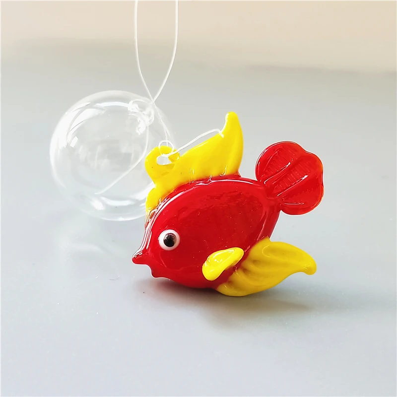 Decorative colorful murano glass float fish as fish tank decoration