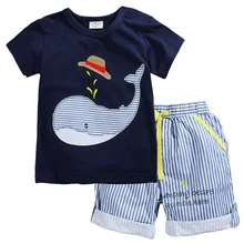 New 2016 summer brand Boys clothing set Boys Whale T shirt Striped Shorts Boys sets for