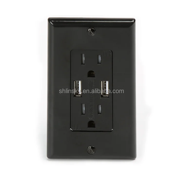 
Shanghai Linsky UL Tamper Resistant 15 Amp USB Wall Socket 