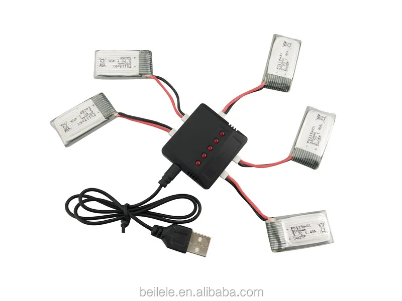 BLLRC 5 шт. 3 7 в 380 мАч литий-полимерный аккумулятор с зарядным устройством для Syma X51 RC drone перезаряжаемый литий-ионный 752035