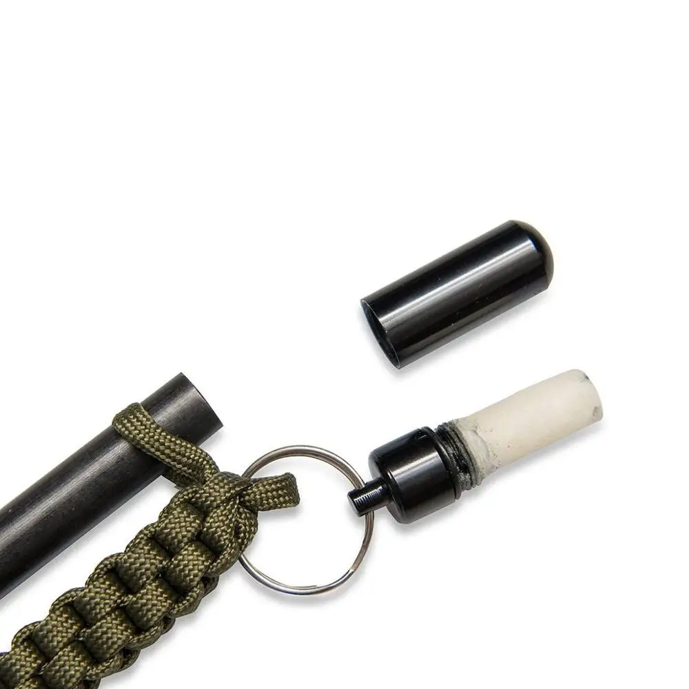 New 5 in 1 Multifunction Paracord Fire Starter Flint Firesteel with Waterproof Tinder Box Drilled Ferro Rod Ferrocerium Survival