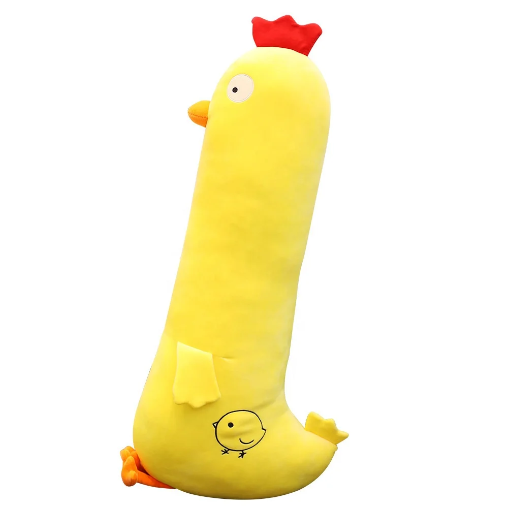 Girl sleeping long pillow birthday gift doll wholesale yellow chicken plush playing boyfriend pillow