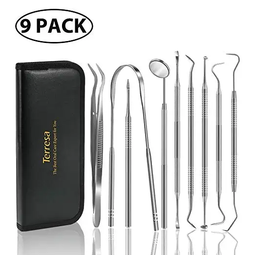 
10cs PACK Dental Pick Stainless Steel Tongue Scraper, Dental Hygiene Kit Set, 