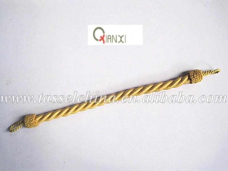 Decorative gold curtain rope TIEBACK and tassels cord curtain tie back  HOOK