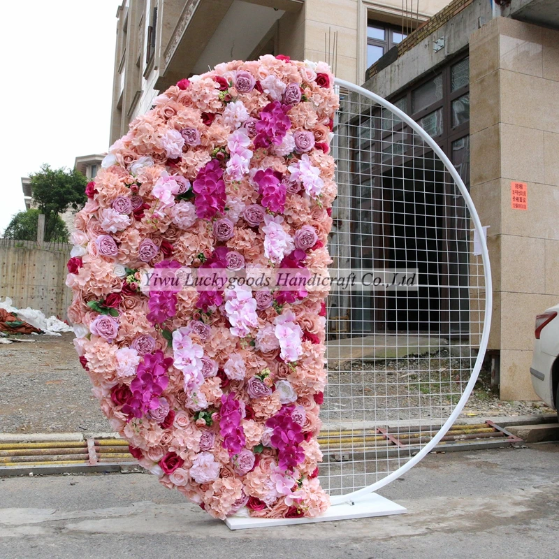 LFB1223 artificial rose and hydrangeas round arch backdrop for wedding decorations