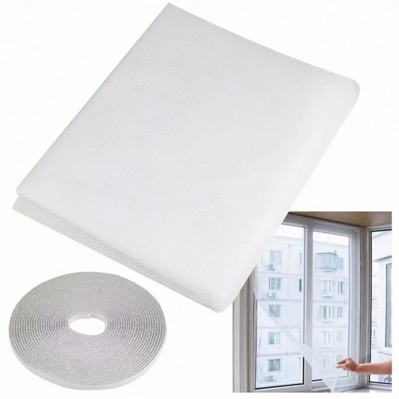 DIY Self-adhesive Window Screen Netting Mesh Curtain With Hook And Sticky Tape Fitted to Multiple Windows