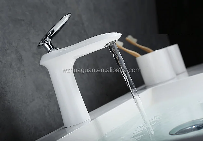 New Design High Quality Painting White Basin Waterfall Faucet