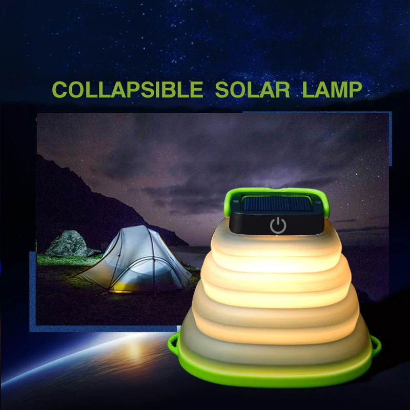 USB Portable Solar Powered Lamp Collapsible LED Camping Lantern Tent Lights Hiking Backpacking Gear Solar Lantern