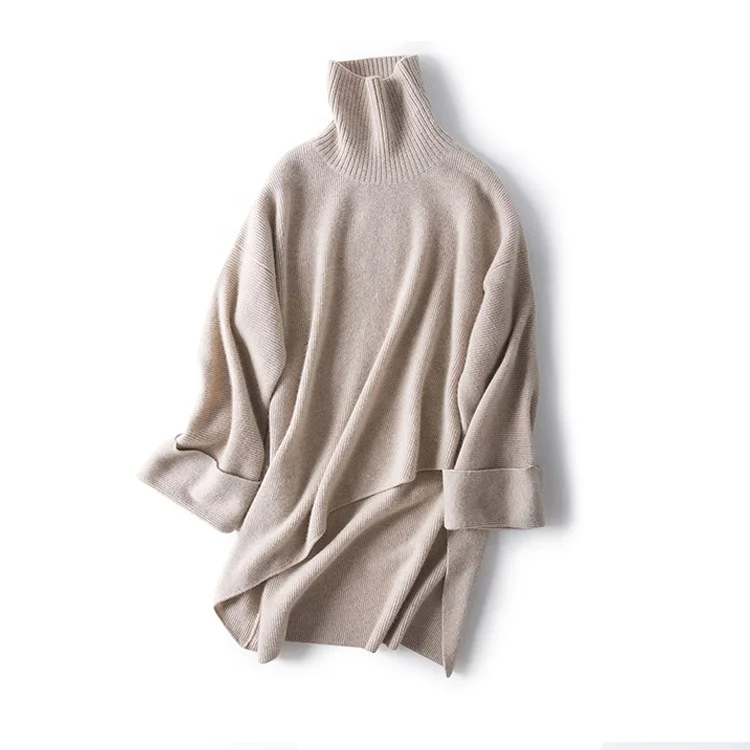 
Woman wholesale cashmere sweater soft high neck pullover sweater 