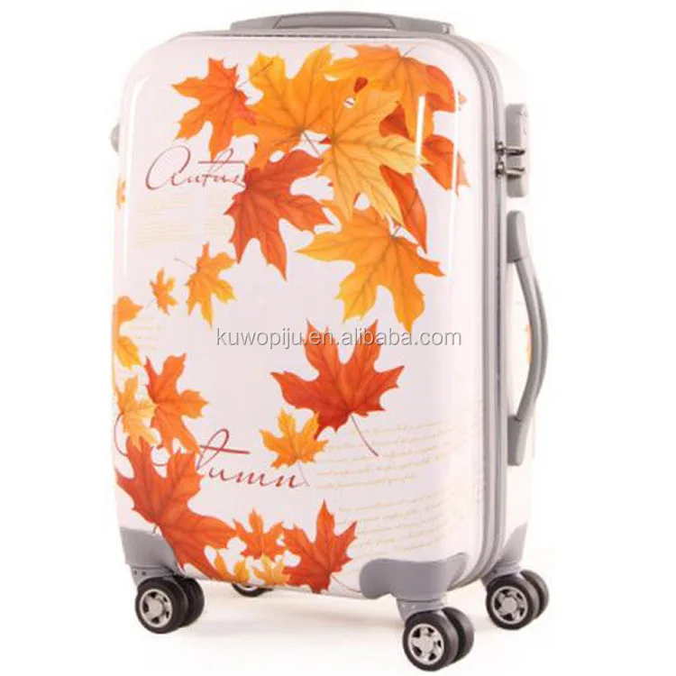 3 pc Spinner ABS PC suitcase 3 in 1 PC flower print butterfly hard luggage