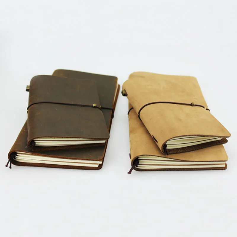 Vintage Leather Handmade Leather Notebook Journal Paper Sketchbooks Travel Journals Writing Blank Diary 2 Colors