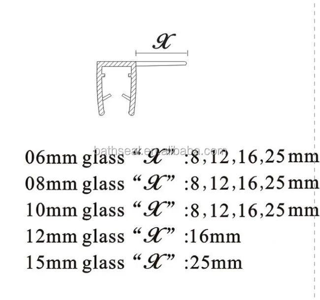 PVC Profile Glass Shower Door Seal Strip for Bathroom