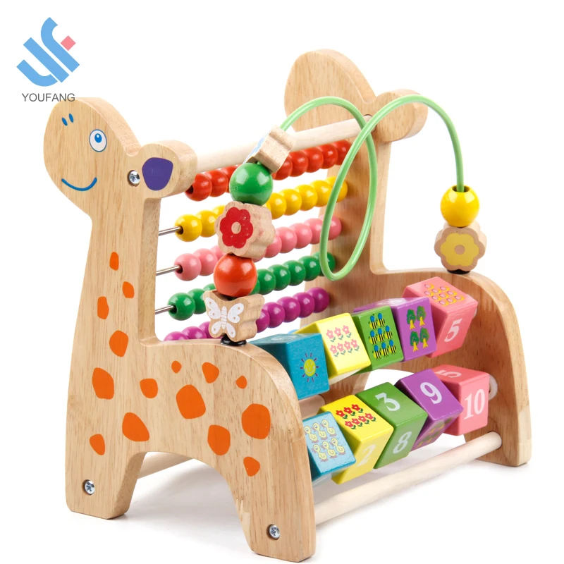 YF-M207 детские развивающие Многофункциональный Жираф Деревянный бисера подсчет abacus бисера лабиринт игрушки