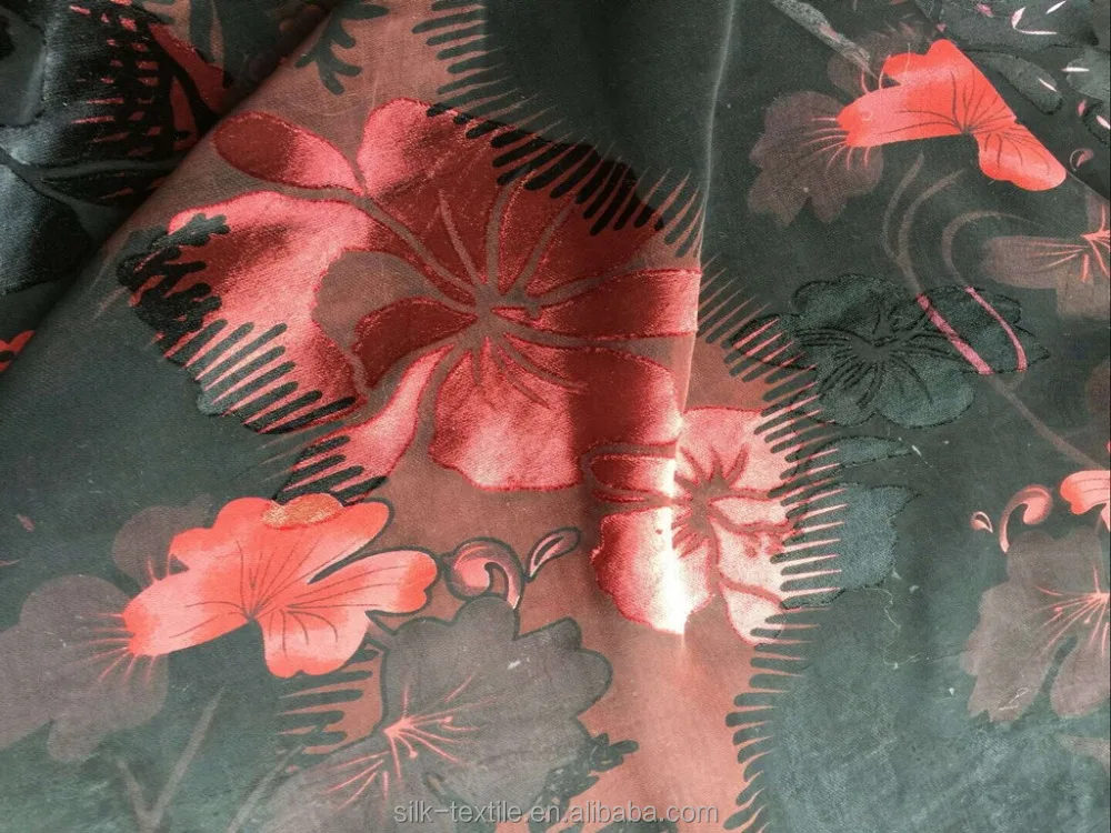 
printing and devour silk rayon satin fabric 