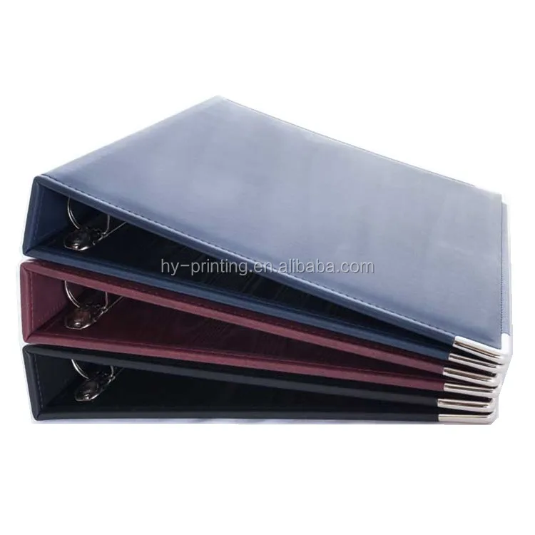 High quality custom logo soft faux leather A4 3 ring binder