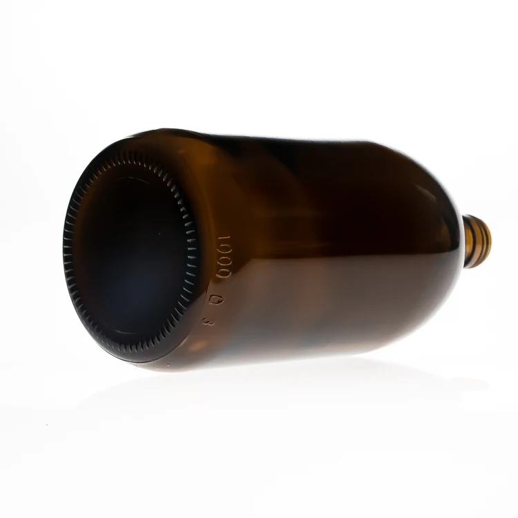 Stock Products 1000ml Boston Round Amber Glass Growler Kombucha Bottles Empty Sirop Bottle with Bakelite Cap